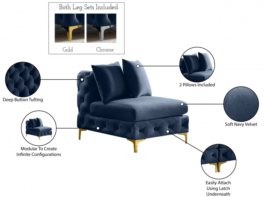 Tremblay Velvet Upholstered Armless Modular Chair