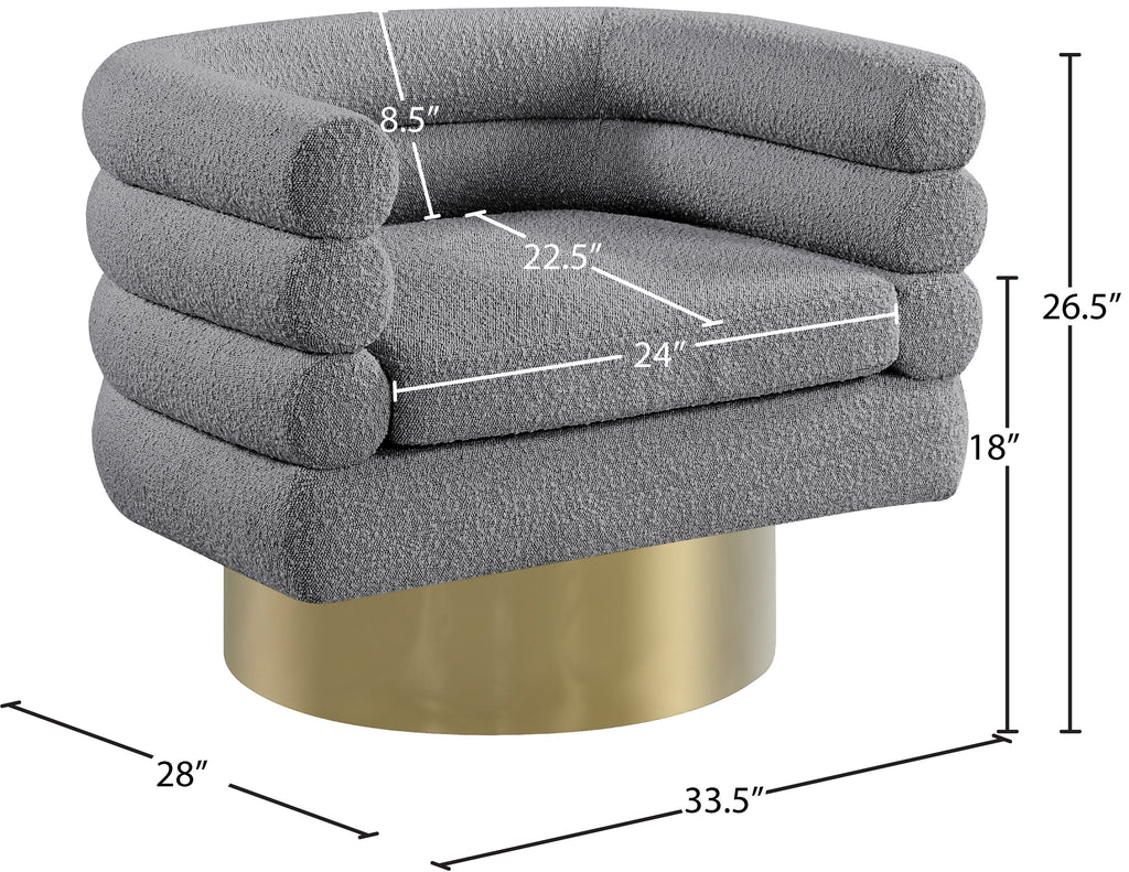 Tessa Boucle Fabric Upholstered Swivel Accent Chair