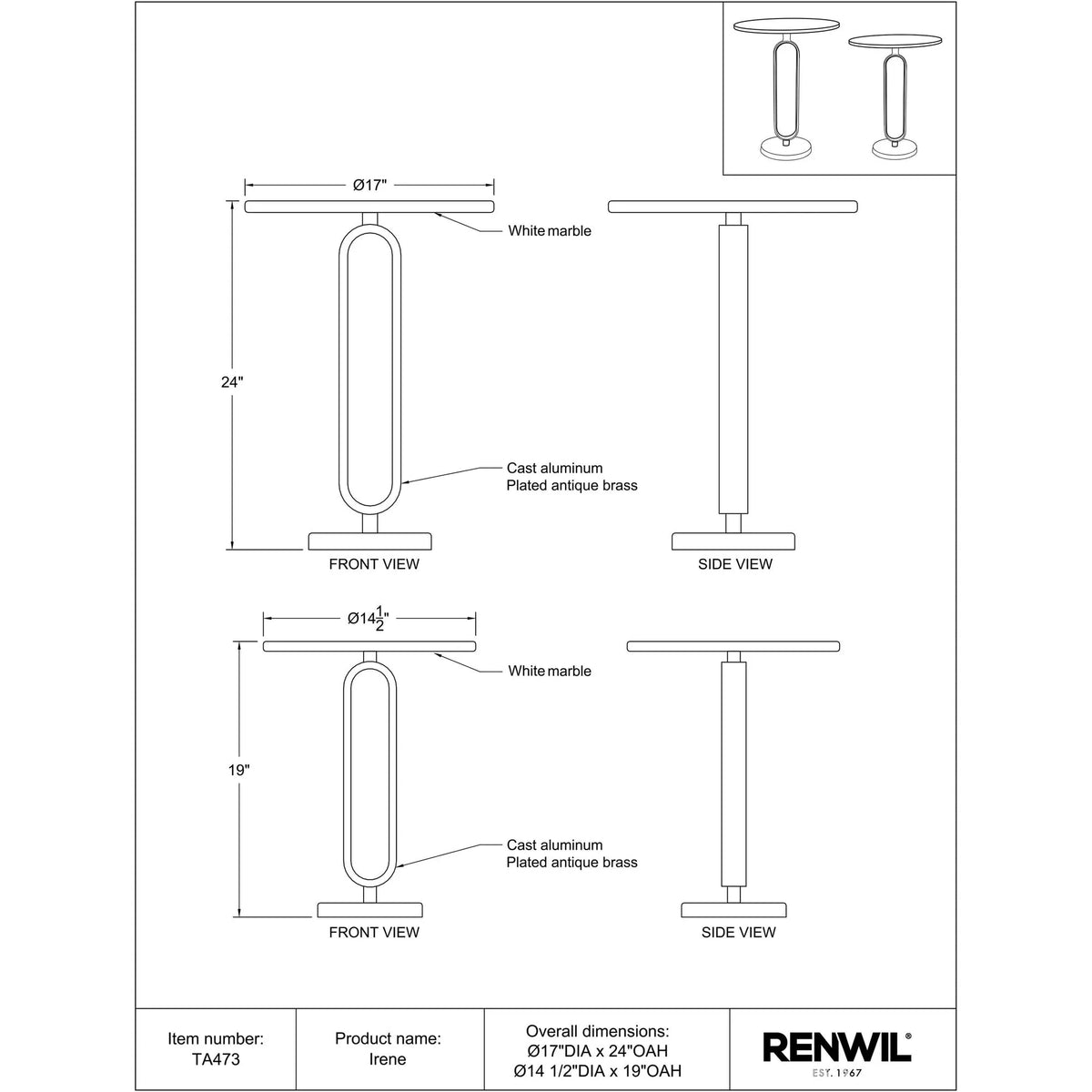 Irene Side & End Table Set of 2