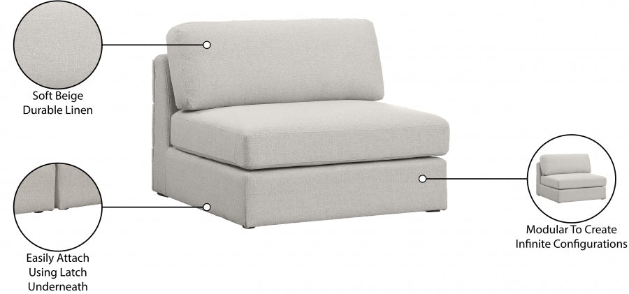 Beckham Linen Textured Fabric Upholstered Armless Modular Chair