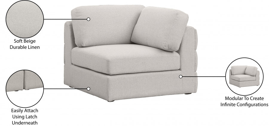 Beckham Linen Textured Fabric Upholstered Corner Modular Chair