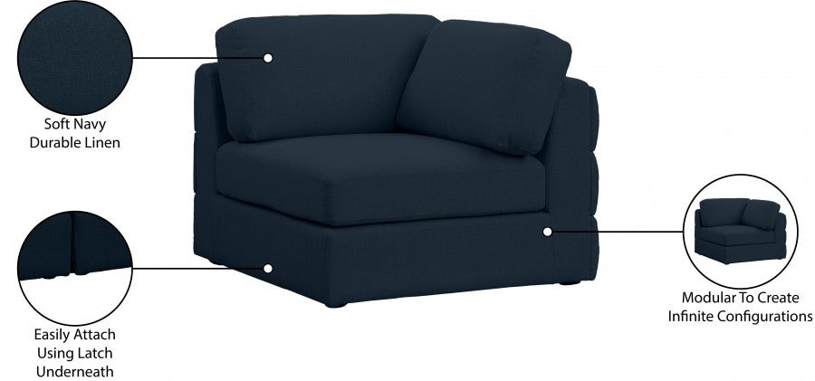 Beckham Linen Textured Fabric Upholstered Corner Modular Chair