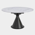 Calisto Round Pedestal Dining Table w/Extension in White and Black