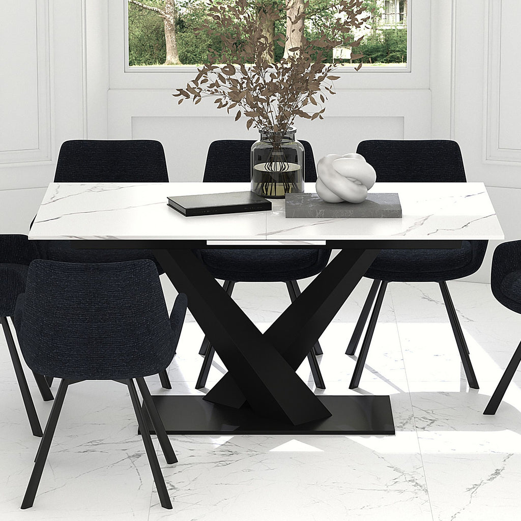 Julius Dining Table w/Extension in White and Black