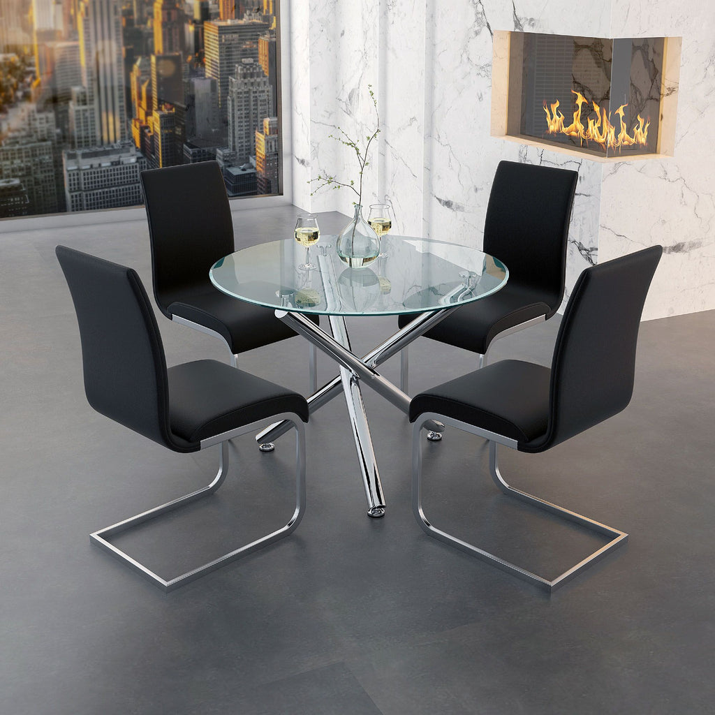 Solara II Round Dining Table in Chrome