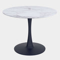 Zilo 40" Round Dining Table in White Faux Marble and Black
