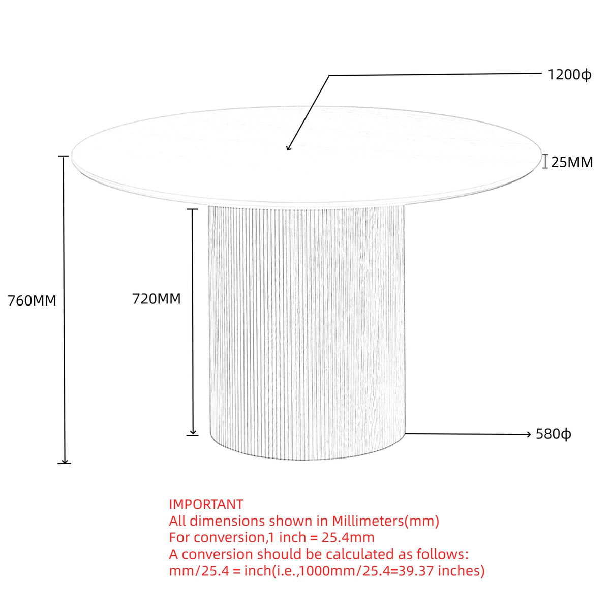Tovas Round Dining Table in Natural