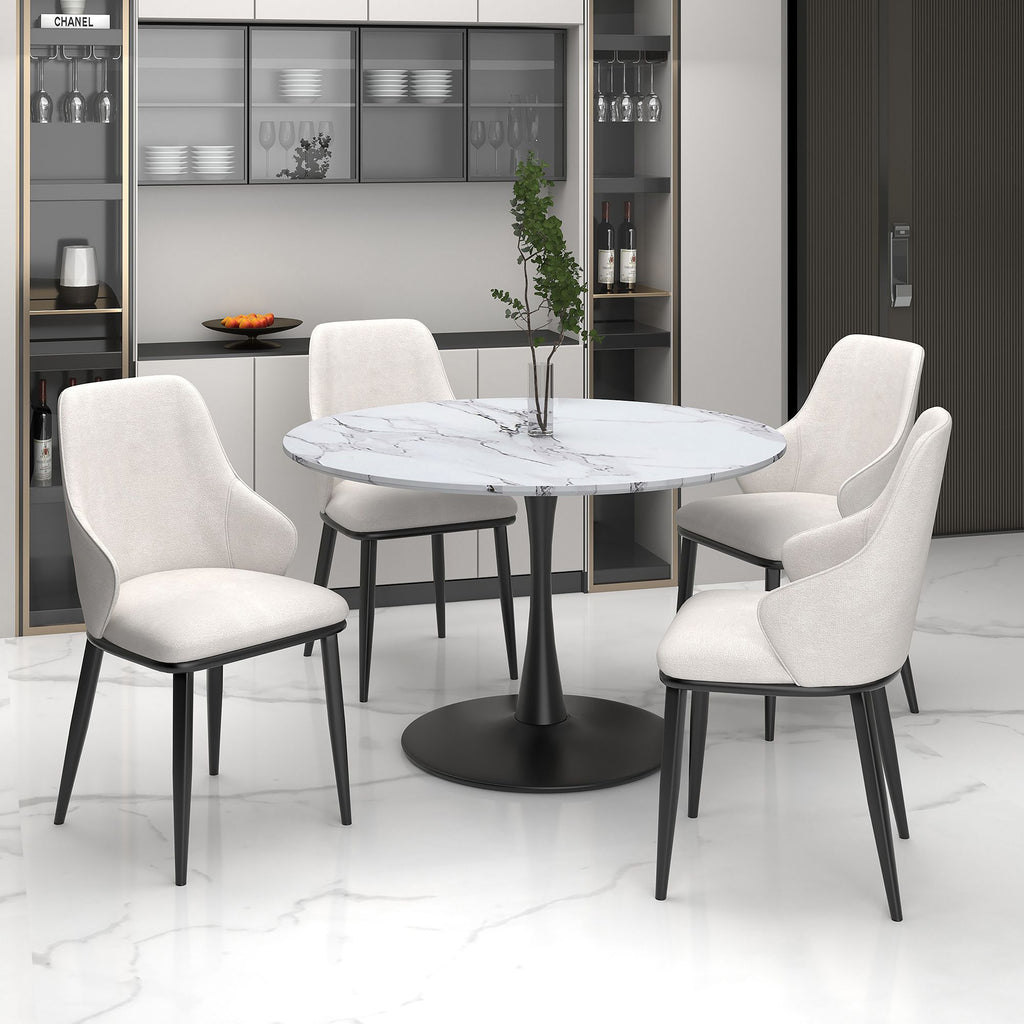Kash Dining Chair, set of 2, in Beige Fabric and Black