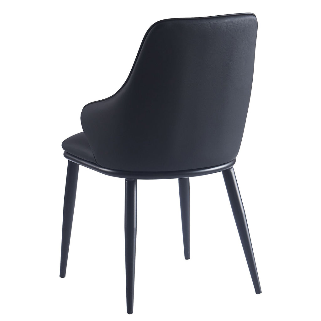 Kash Dining Chair, set of 2, in Black Faux Leather and Black