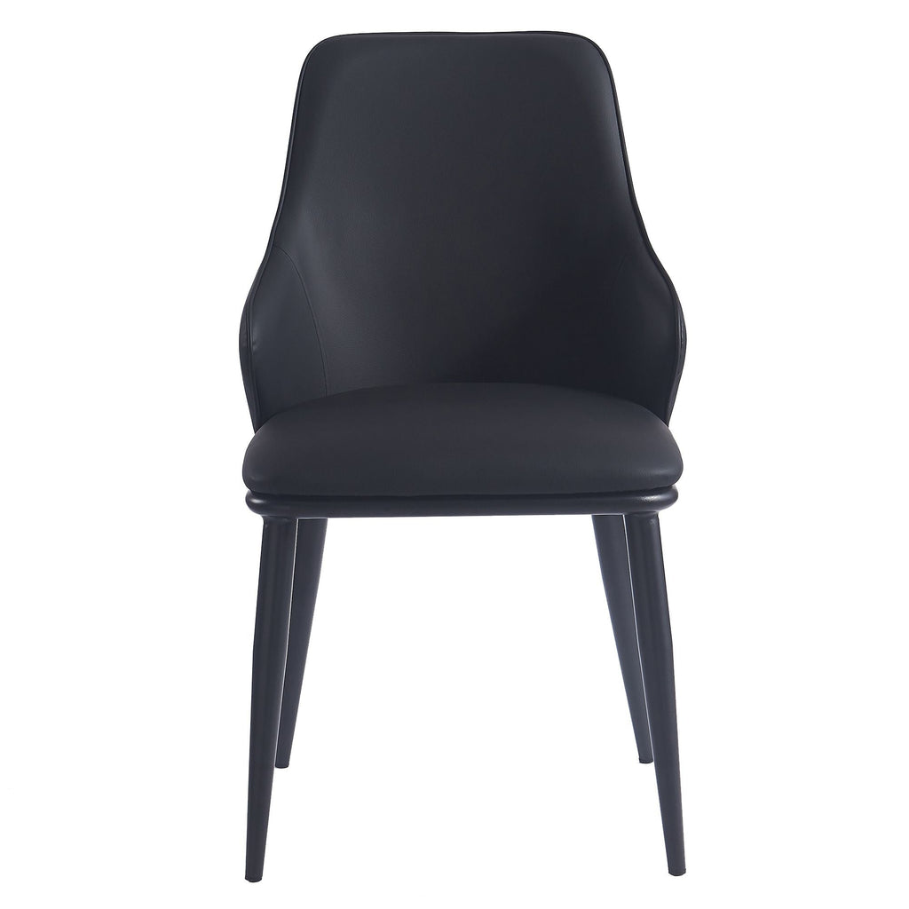 Kash Dining Chair, set of 2, in Black Faux Leather and Black