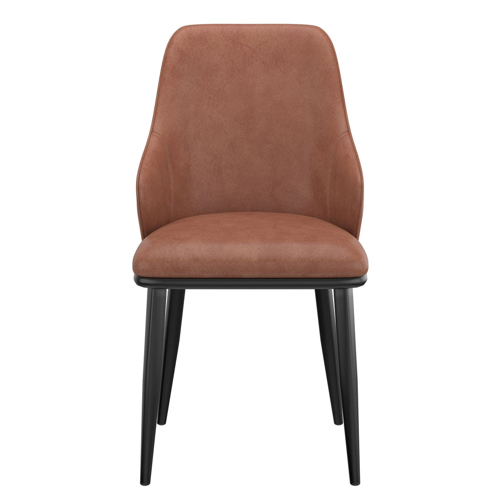 Kash Dining Chair, Faux Leather, set of 2, in Saddle and Black