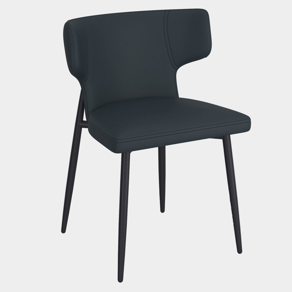 Olis Dining Chair, set of 2, in Black Faux Leather and Black