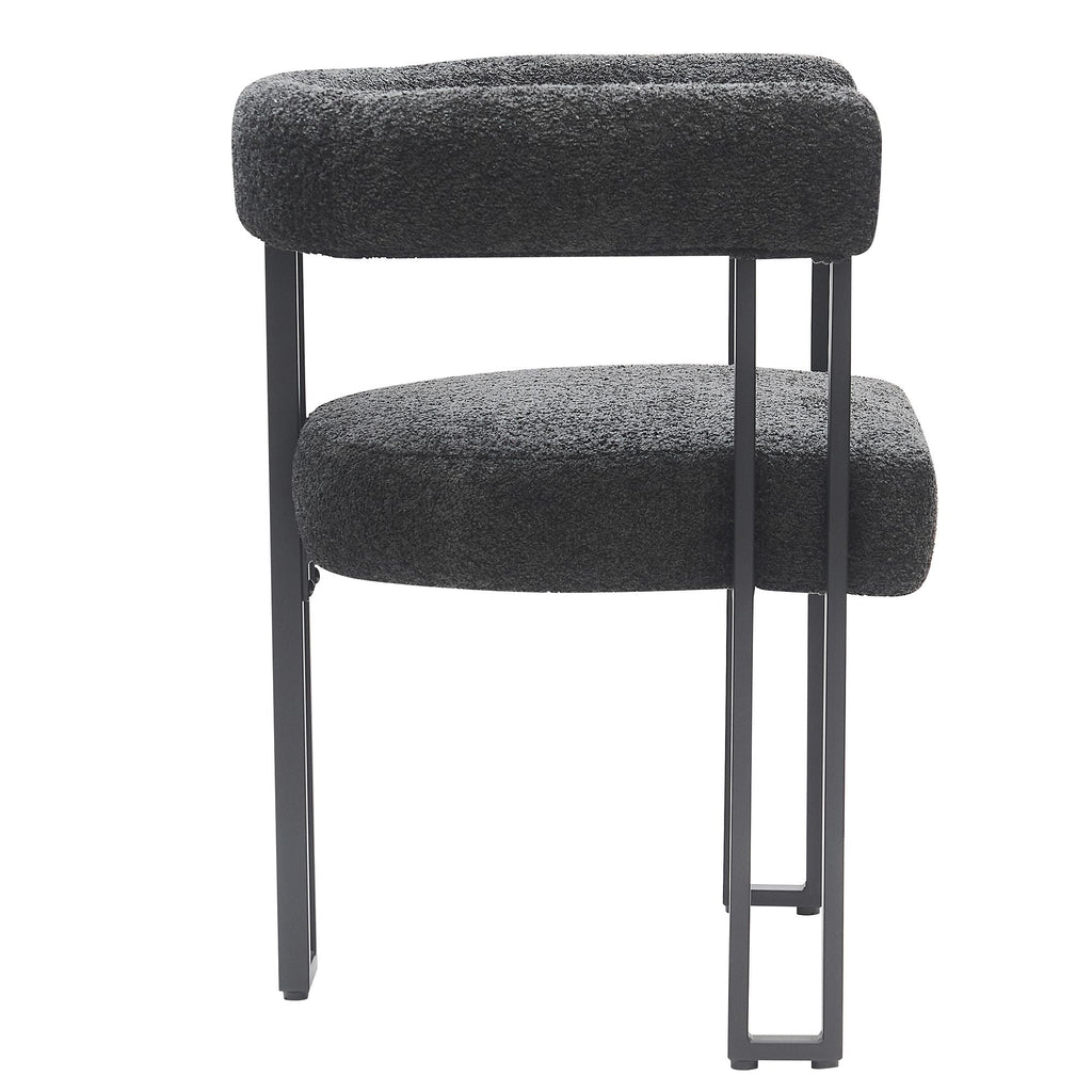 Scarlet Dining Chair, set of 2, in Charcoal Boucle and Black