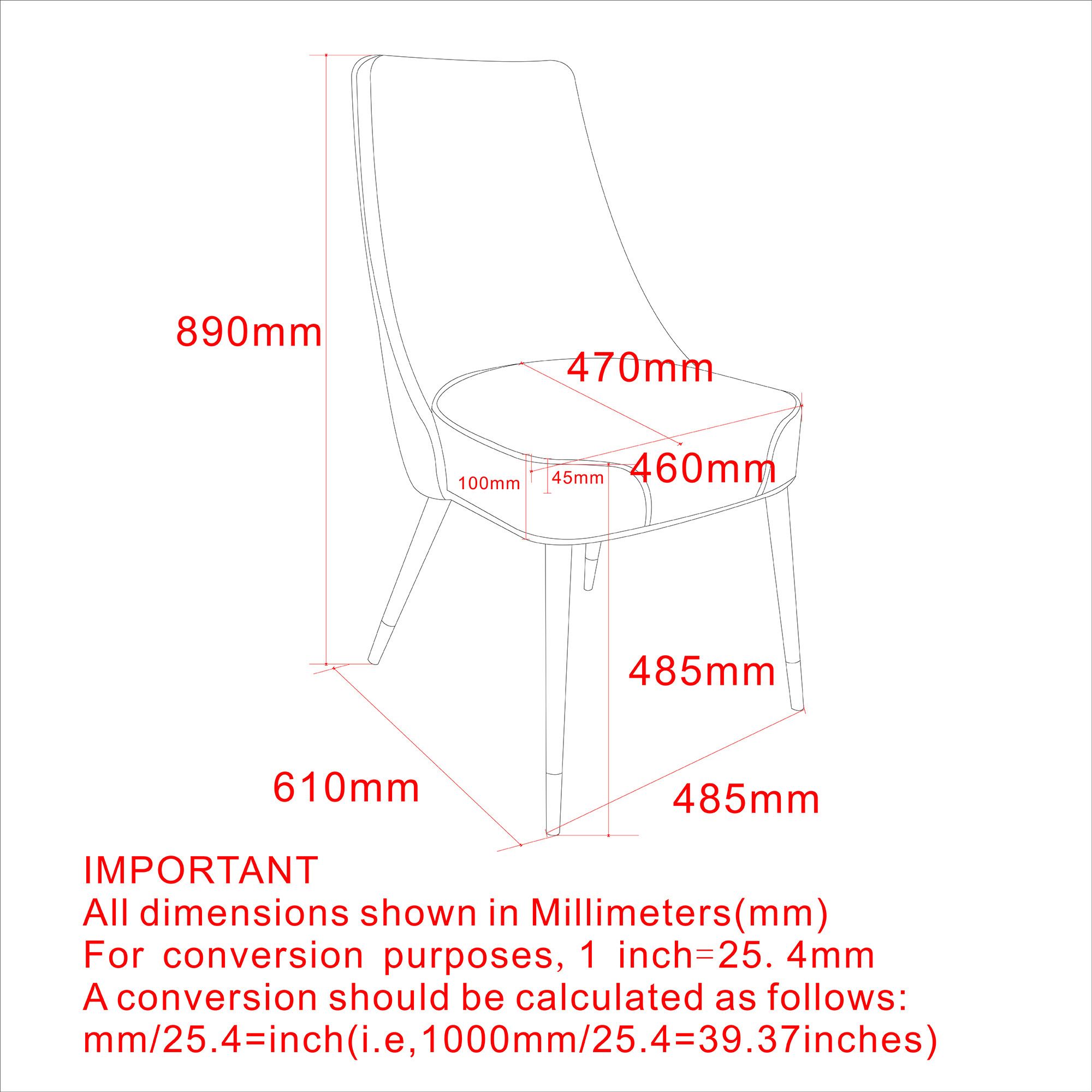 Koda Dining Chair, Faux Leather, set of 2, in Beige and Black