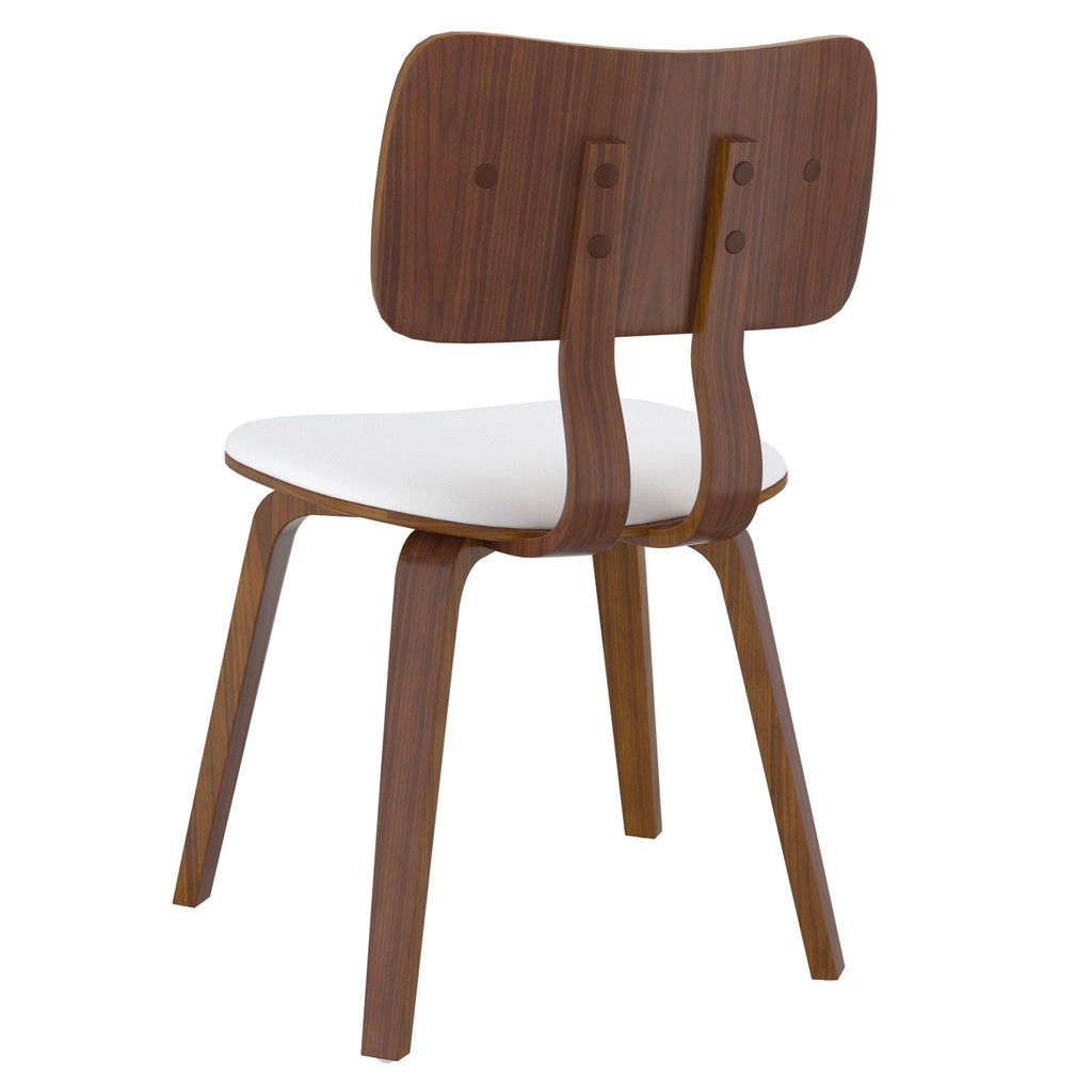Zuni Dining Chair in White Faux Leather and Walnut