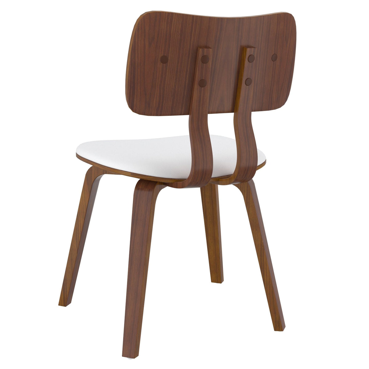 Zuni Dining Chair in White Faux Leather and Walnut