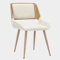 Hudson Dining Chair in Beige Fabric and Natural Metal and Wood