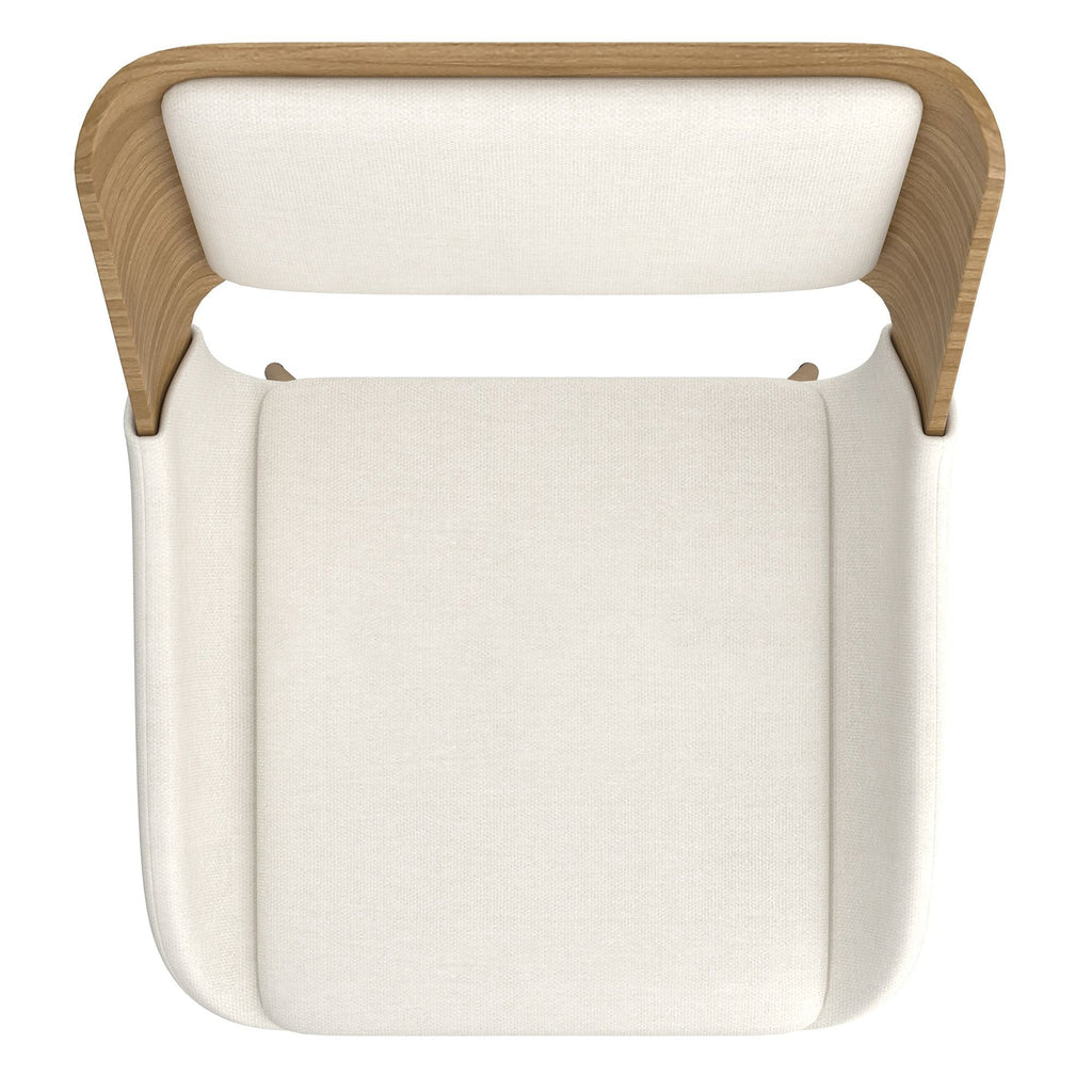 Hudson Dining Chair in Beige Fabric and Natural Metal and Wood