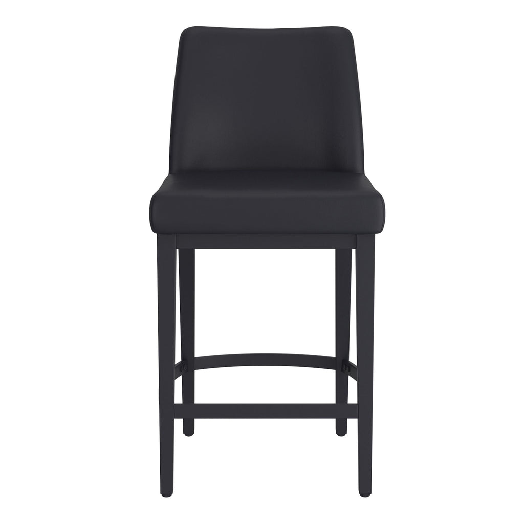 Jace 26" Counter Stool, set of 2, in Black Faux Leather and Black