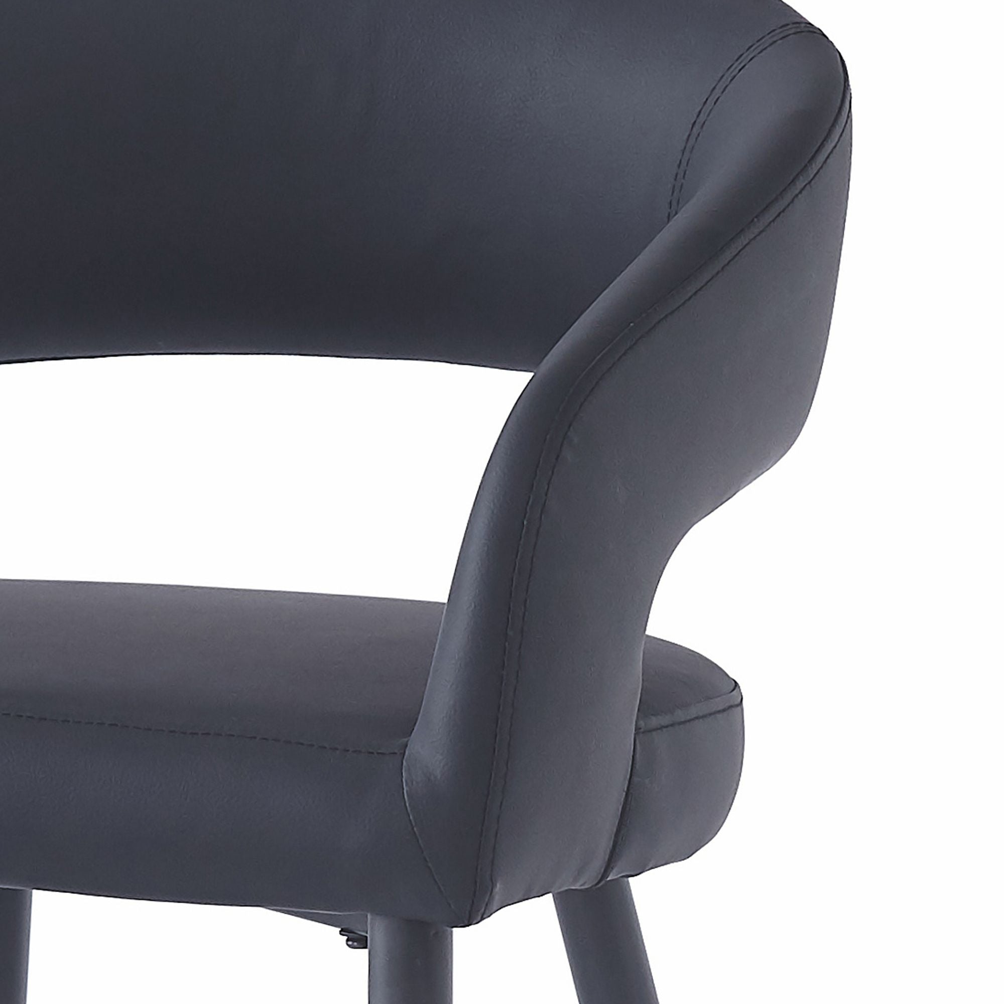 Crimson 26" Counter Stool, set of 2, in Black Faux Leather and Black and Aged Gold