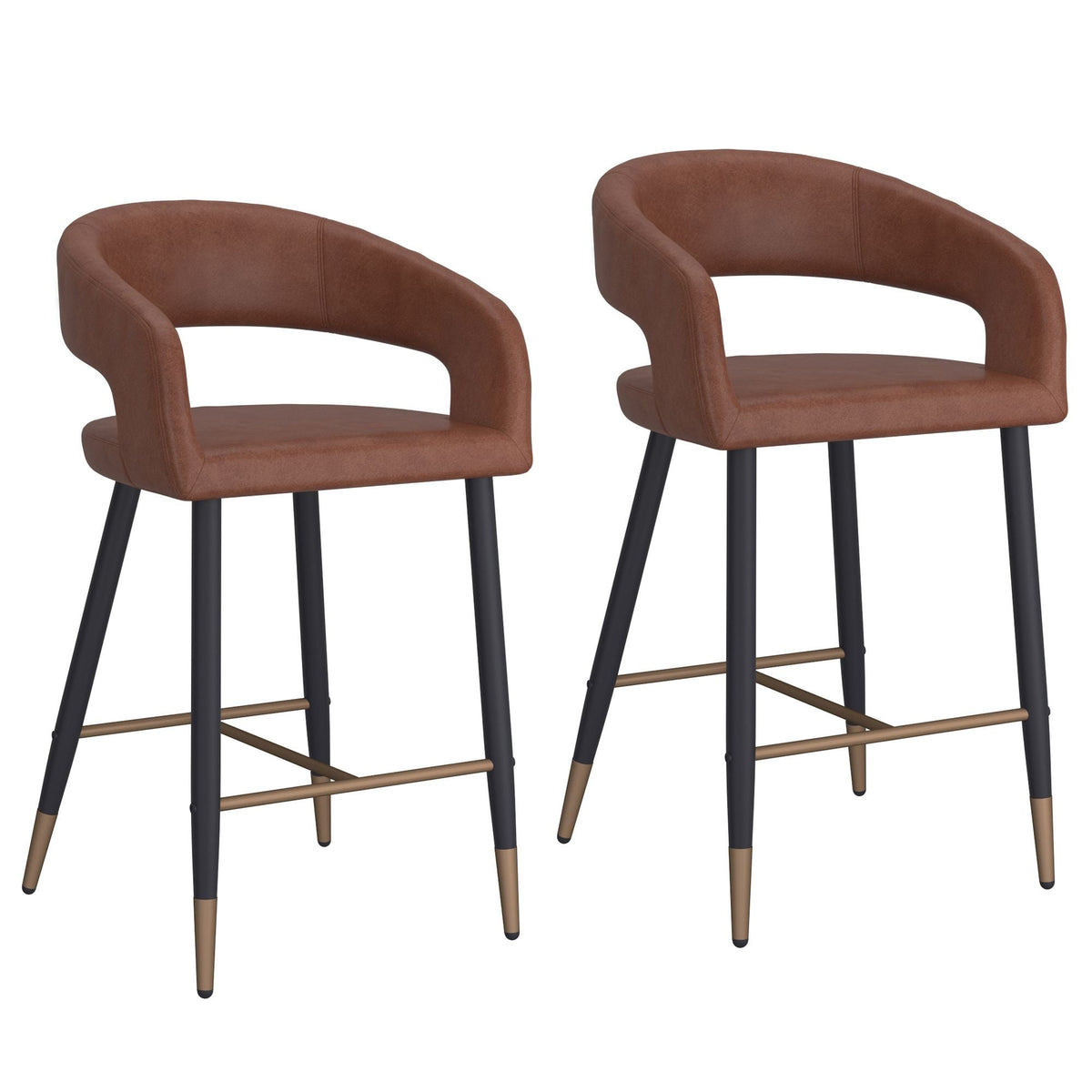 Crimson 26" Counter Stool, set of 2, in Saddle and Black