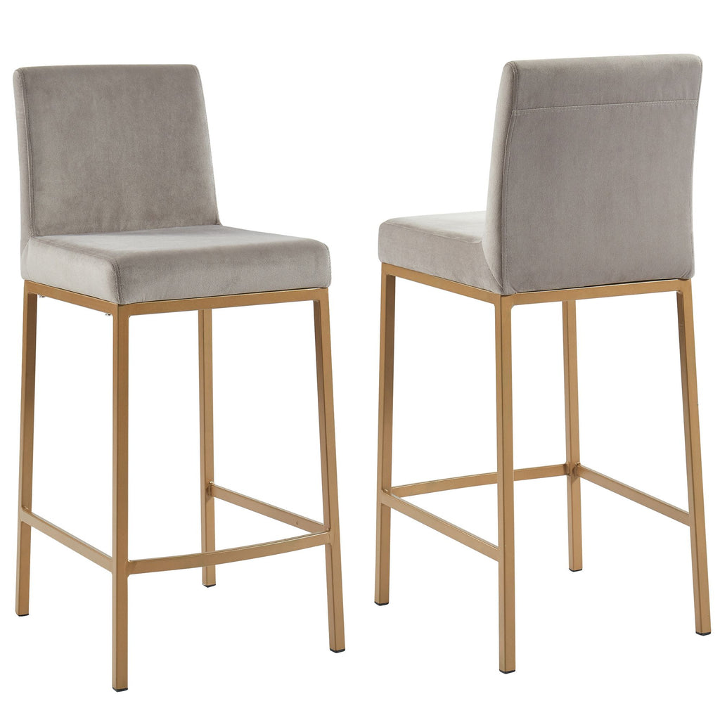 Diego 26" Counter Stool, set of 2, in Grey and Aged Gold Leg