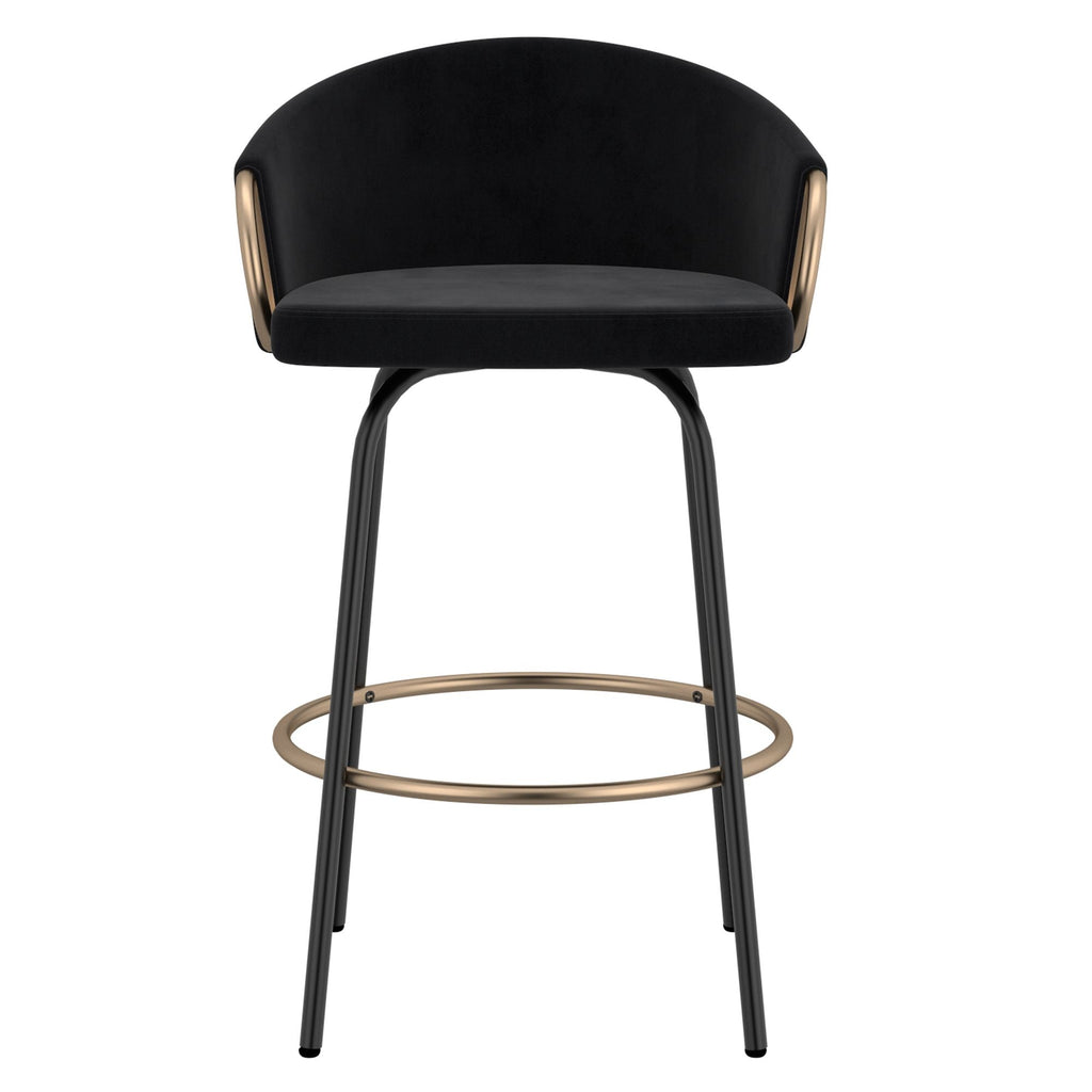 Lavo 26" Counter Stool, set of 2, in Black and Gold