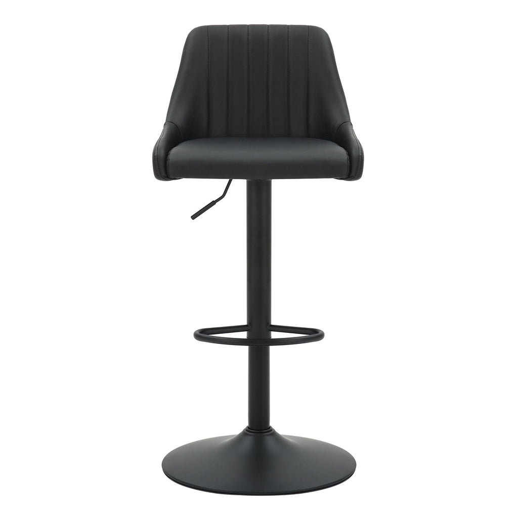 Kron Adjustable Height Air-Lift Swivel Stool, set of 2, in Black Faux Leather