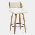 Hudson 26" Counter Stool with Swivel in Beige Fabric and Natural