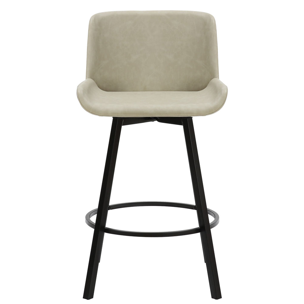 Fern 26" Counter Stool, set of 2, with Swivel in Vintage Ivory Faux Leather and Black