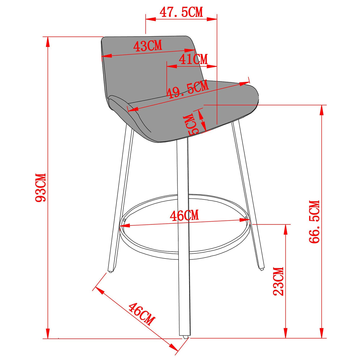 Fern 26" Counter Stool, set of 2, with Swivel in Vintage Ivory Faux Leather and Black