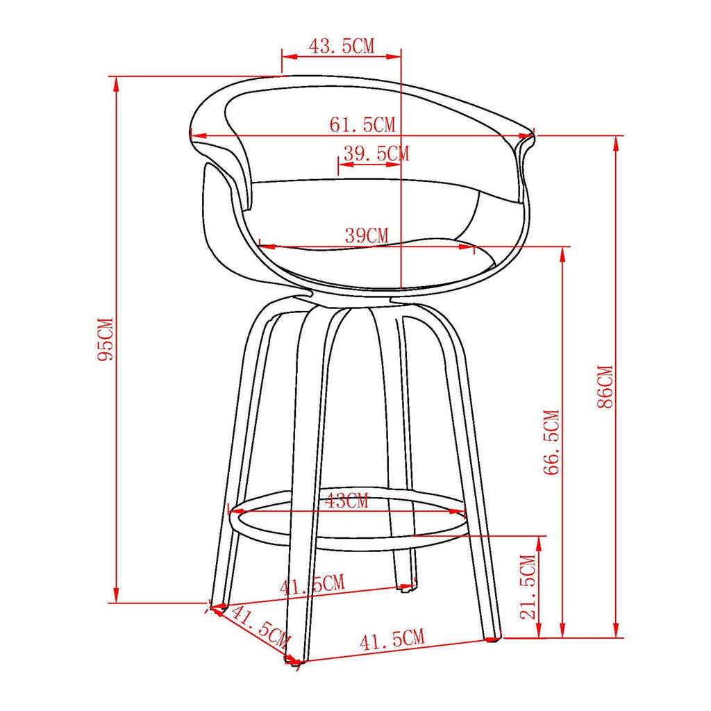 Holt 26" Counter Stool with Swivel, set of 2 in Black and Walnut
