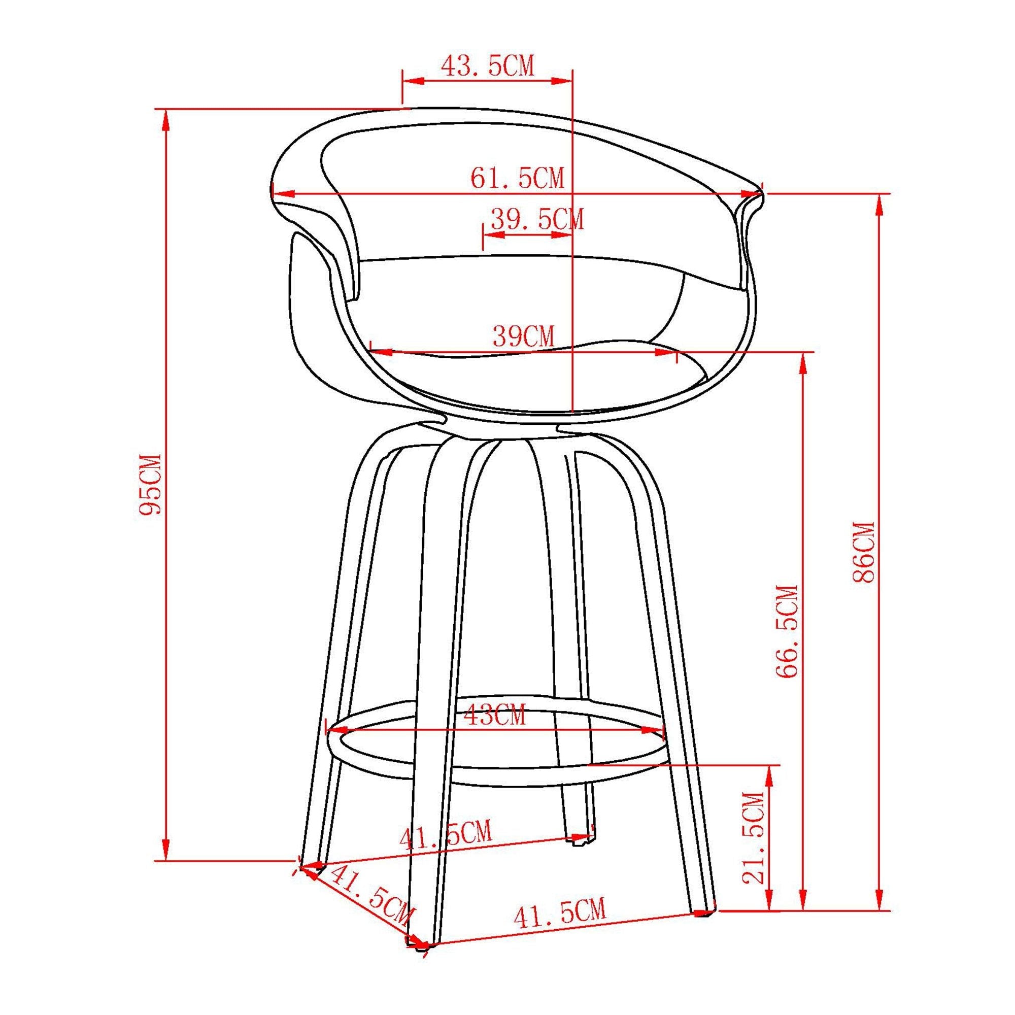 Holt 26" Counter Stool with Swivel, set of 2 in Black and Walnut