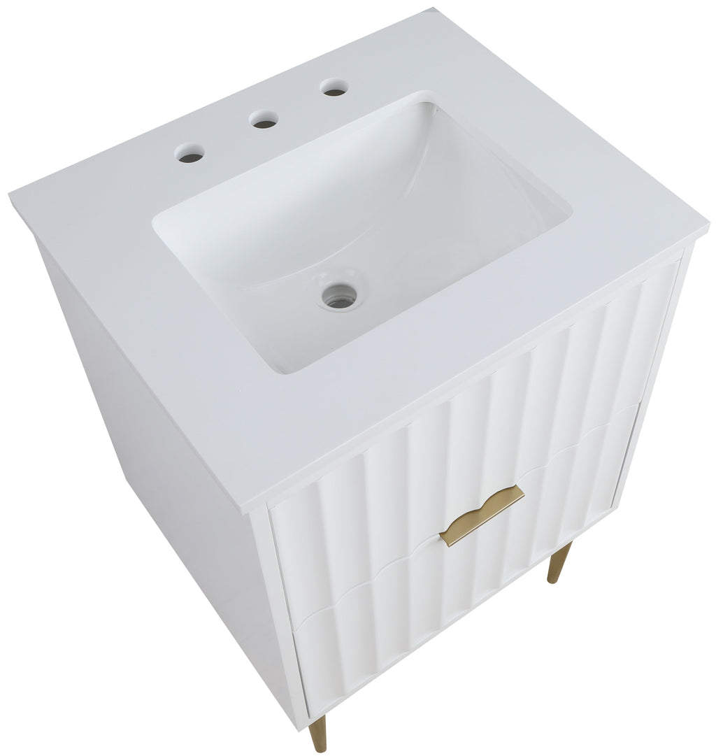 Modernist Engineered Stone Top And Solid Wood Base (brushed gold) Bathroom Vanity