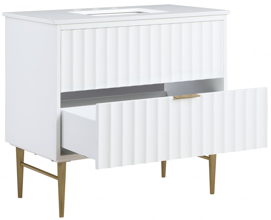Modernist Engineered Stone Top And Solid Wood Base (brushed gold) Bathroom Vanity