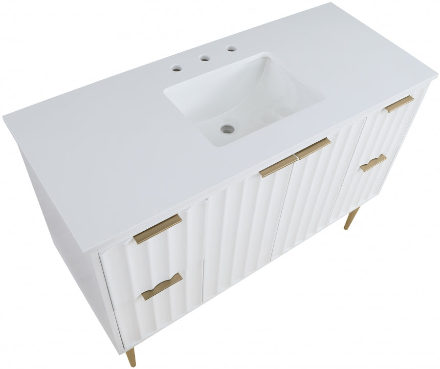 Modernist 48" Engineered Stone Top And Solid Wood Base Bathroom Vanity