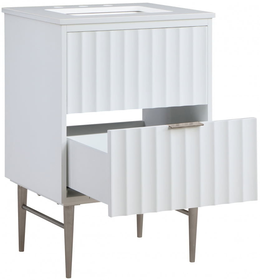 Modernist Engineered Stone Top And Solid Wood Base (brushed chrome) Bathroom Vanity