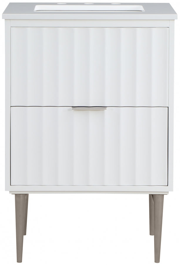 Modernist Engineered Stone Top And Solid Wood Base (brushed chrome) Bathroom Vanity