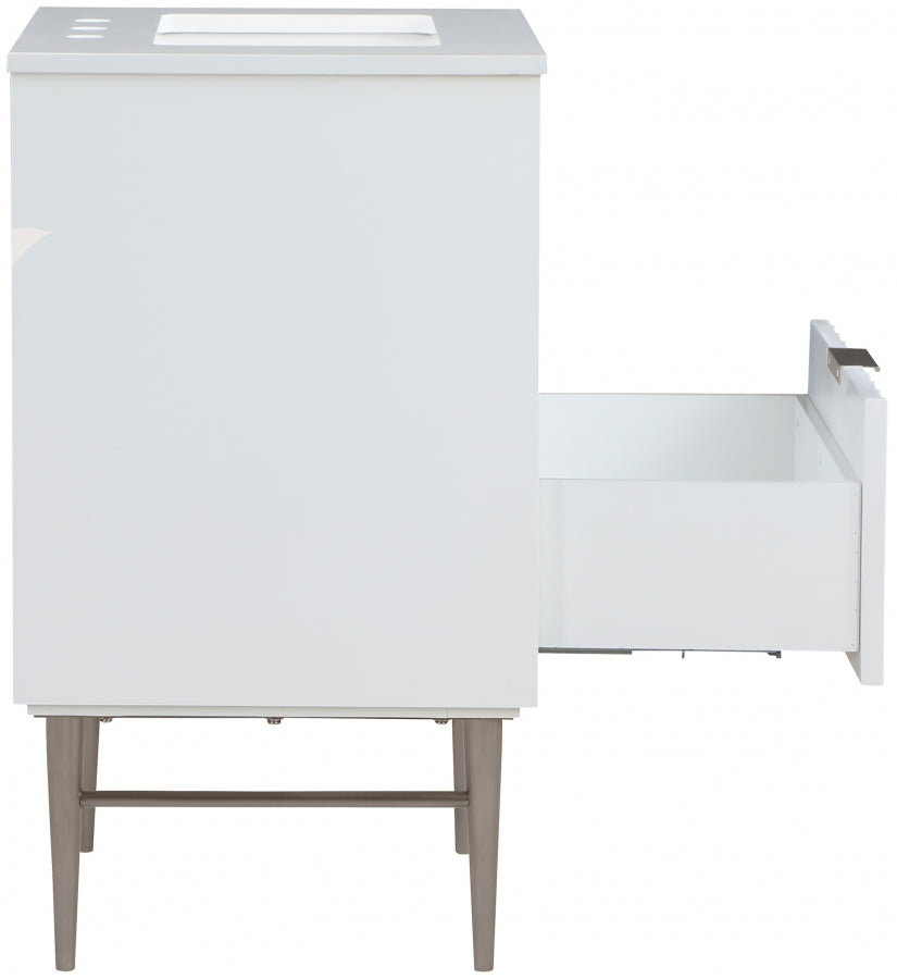Modernist Engineered Stone Top And Solid Wood Base (brushed chrome) Bathroom Vanity