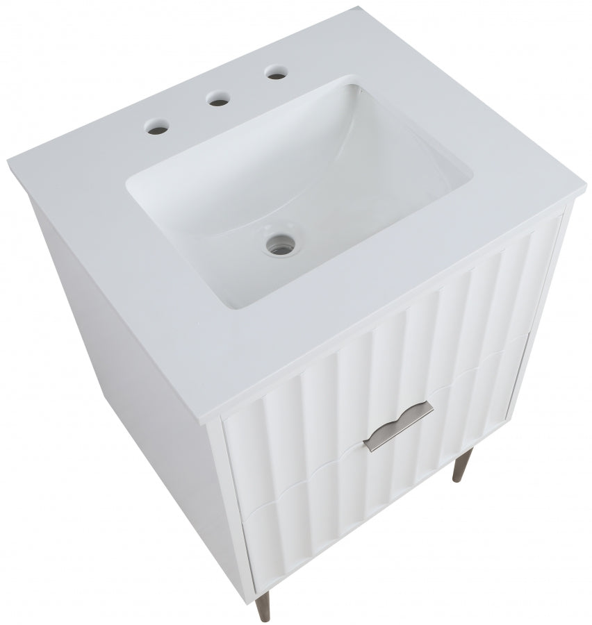 Modernist Engineered Stone Top And Solid Wood Base (brushed chrome) Bathroom Vanity