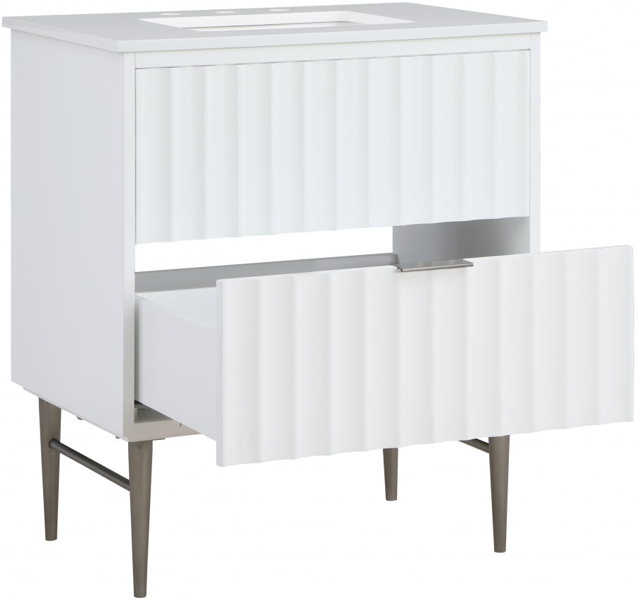 Modernist Engineered Stone Top And Solid Wood Base (brushed chrome) Bathroom Vanity