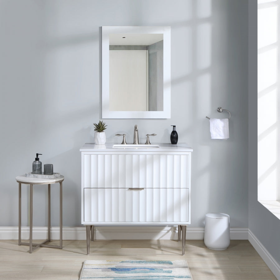 Modernist Engineered Stone Top And Solid Wood Base (brushed chrome) Bathroom Vanity