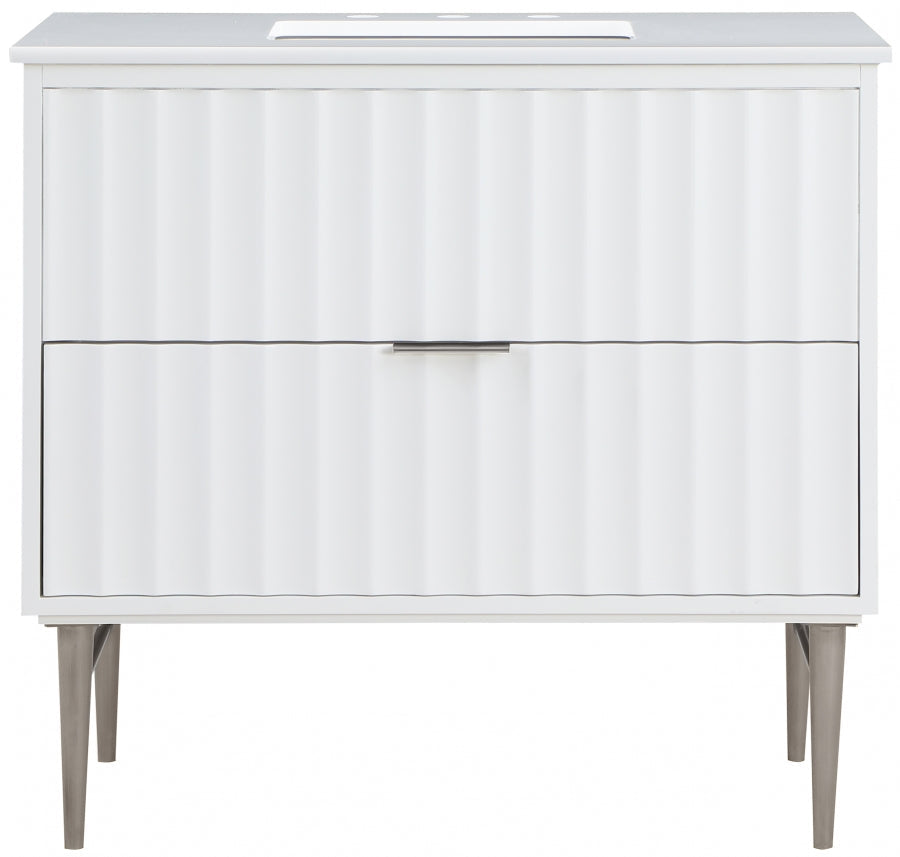 Modernist Engineered Stone Top And Solid Wood Base (brushed chrome) Bathroom Vanity