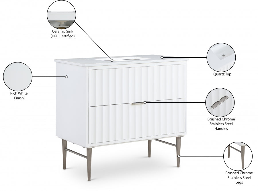 Modernist Engineered Stone Top And Solid Wood Base (brushed chrome) Bathroom Vanity