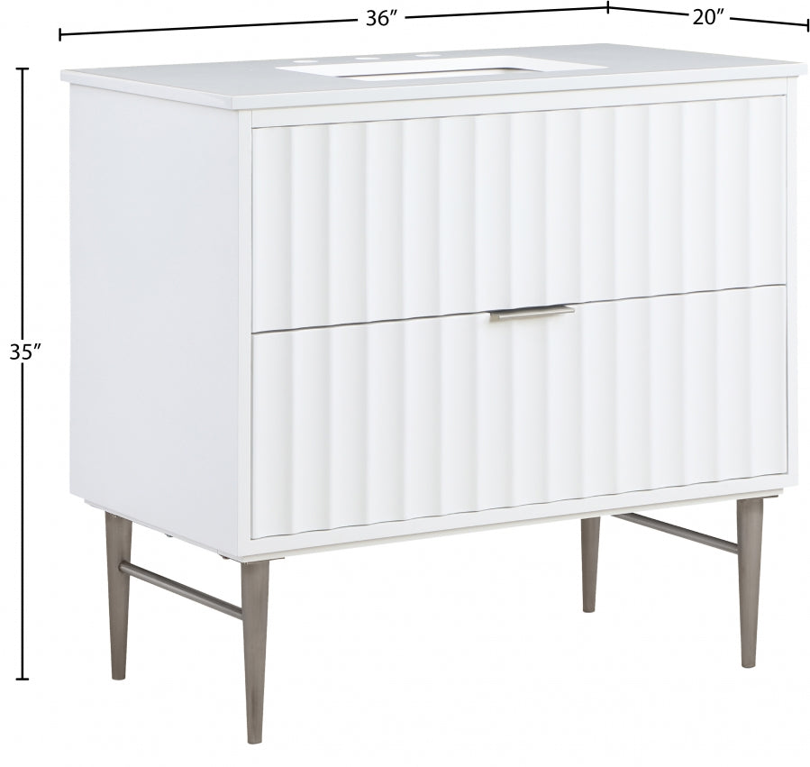 Modernist Engineered Stone Top And Solid Wood Base (brushed chrome) Bathroom Vanity