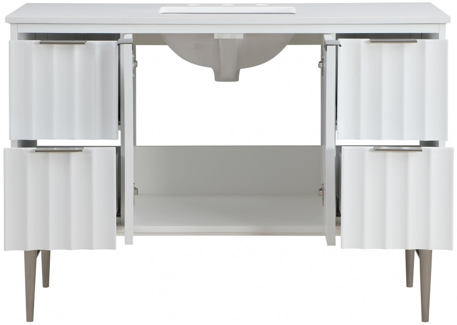 Modernist 48" Engineered Stone Top And Solid Wood Base Bathroom Vanity