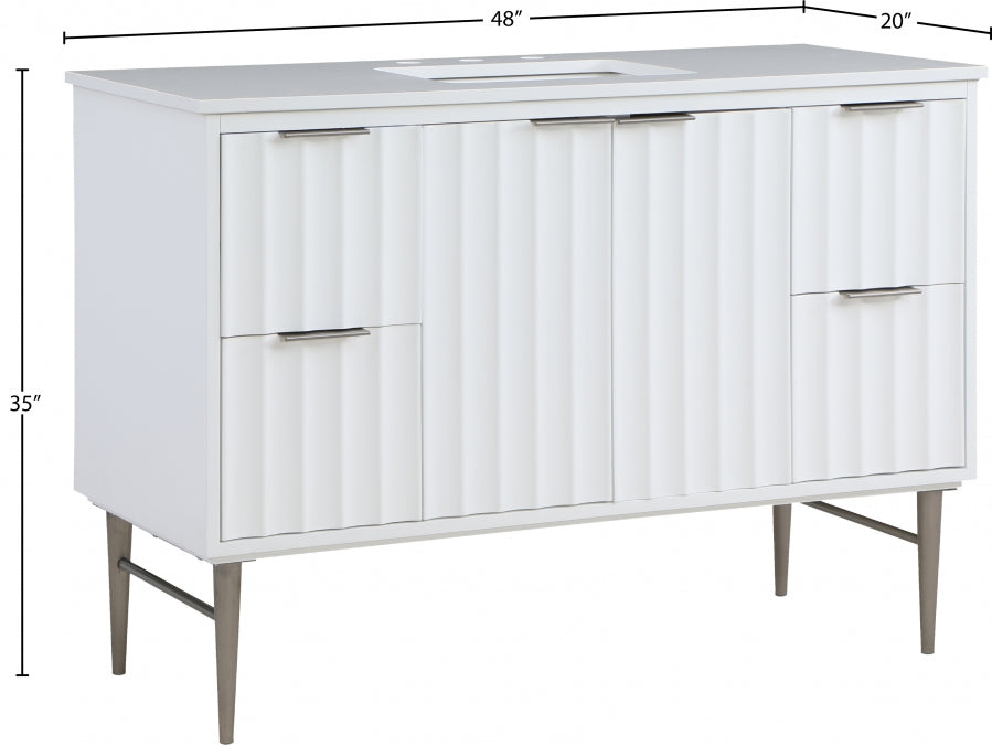 Modernist 48" Engineered Stone Top And Solid Wood Base Bathroom Vanity
