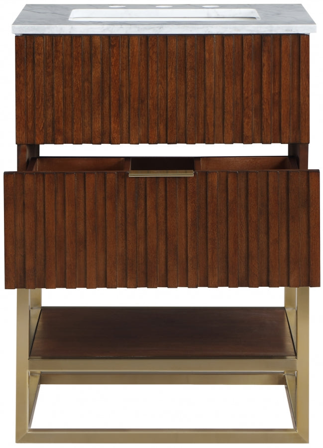 Monad Genuine Marble Top, Steel And Glass Base Vanity