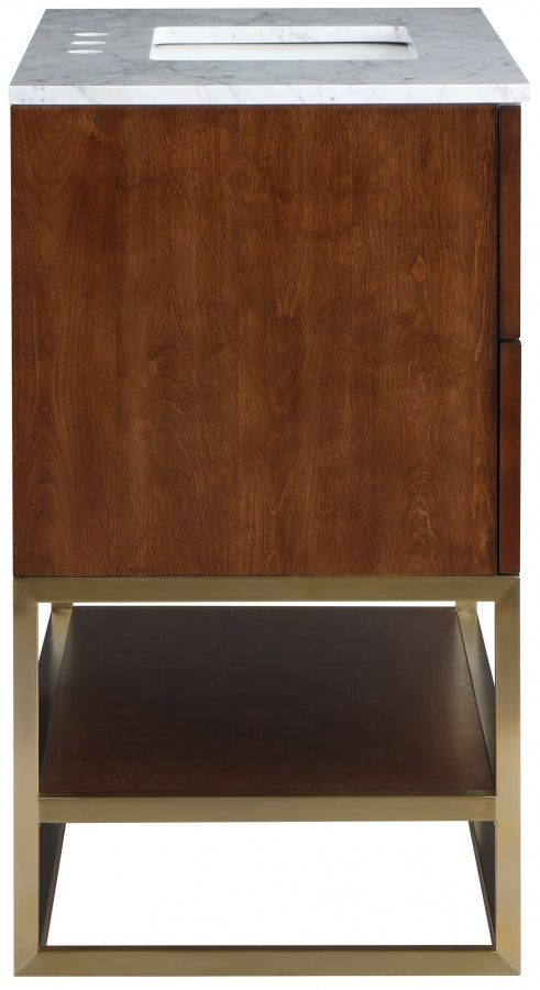 Monad Genuine Marble Top, Steel And Glass Base Vanity