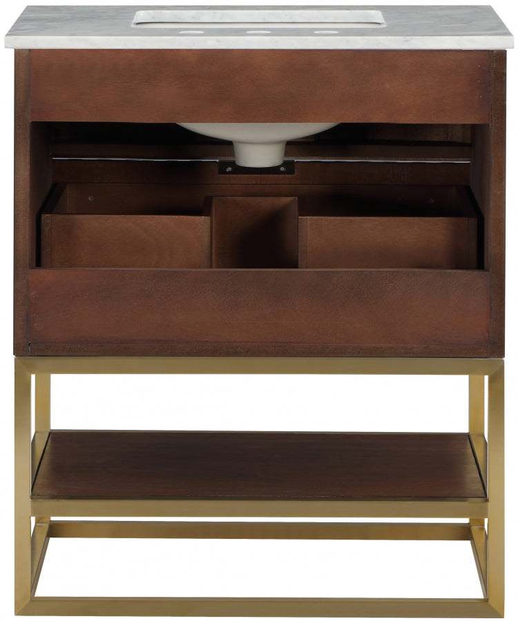 Monad Genuine Marble Top, Steel And Glass Base Vanity